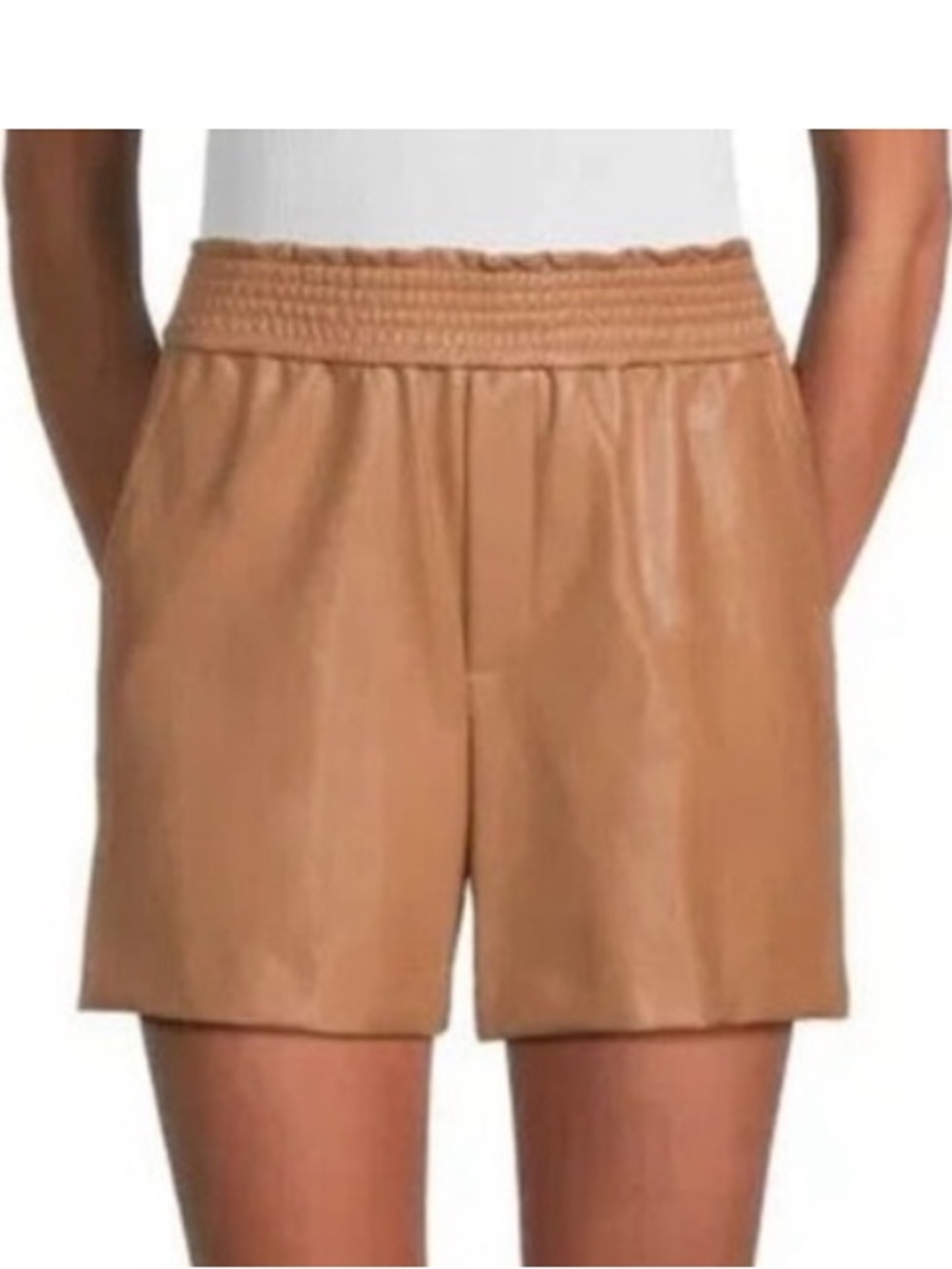 A.L.C. High Waist Tan Faux Leather Shorts